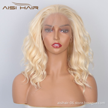 Aisi Hair Wholesale Medium Long Body Wavy Blonde Wig Long Wavy Swiss Lace Wig Synthetic Lace Frontal Hair Wigs For Black Women